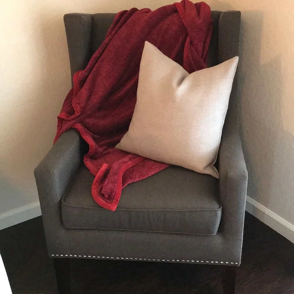 Red throw blanket loose knit